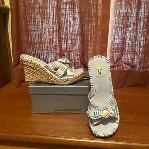 Volatile Laguna Stripe Espadrille Sandals NIB 8